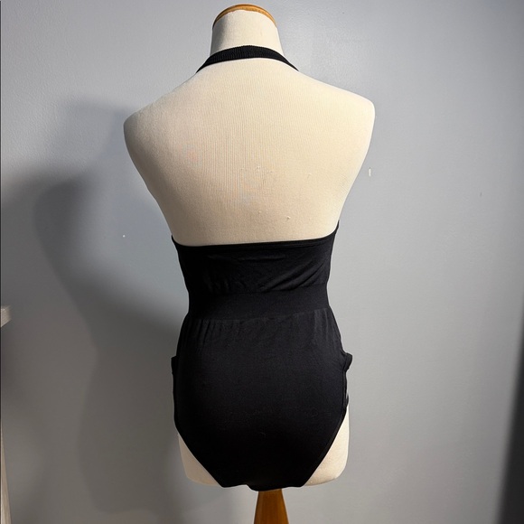 Black Halter One-Piece Swimsuit - Picture 3 of 4